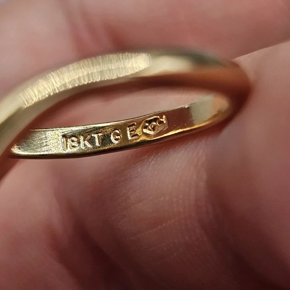 18k Yellow Gold Plated Smoky Quartz Ring Bypass Swoop Band Oval Cabochon Size 9 - Picture 7 of 10